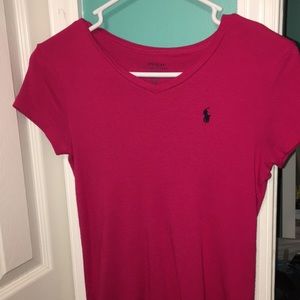 Pink Ralph Lauren v-neck t-shirt